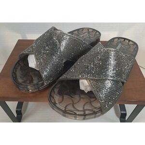 NIB Lauren Lorraine Jelly Sandals Size Medium Black Crystal‎ Rhinestone